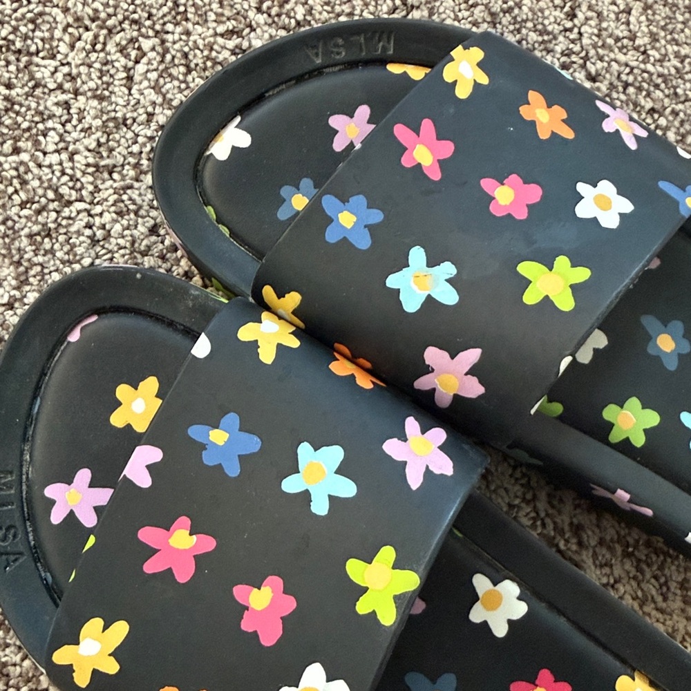 Melissa and Larroude Colorful Floral Slide Sandals - Picture 2 of 5